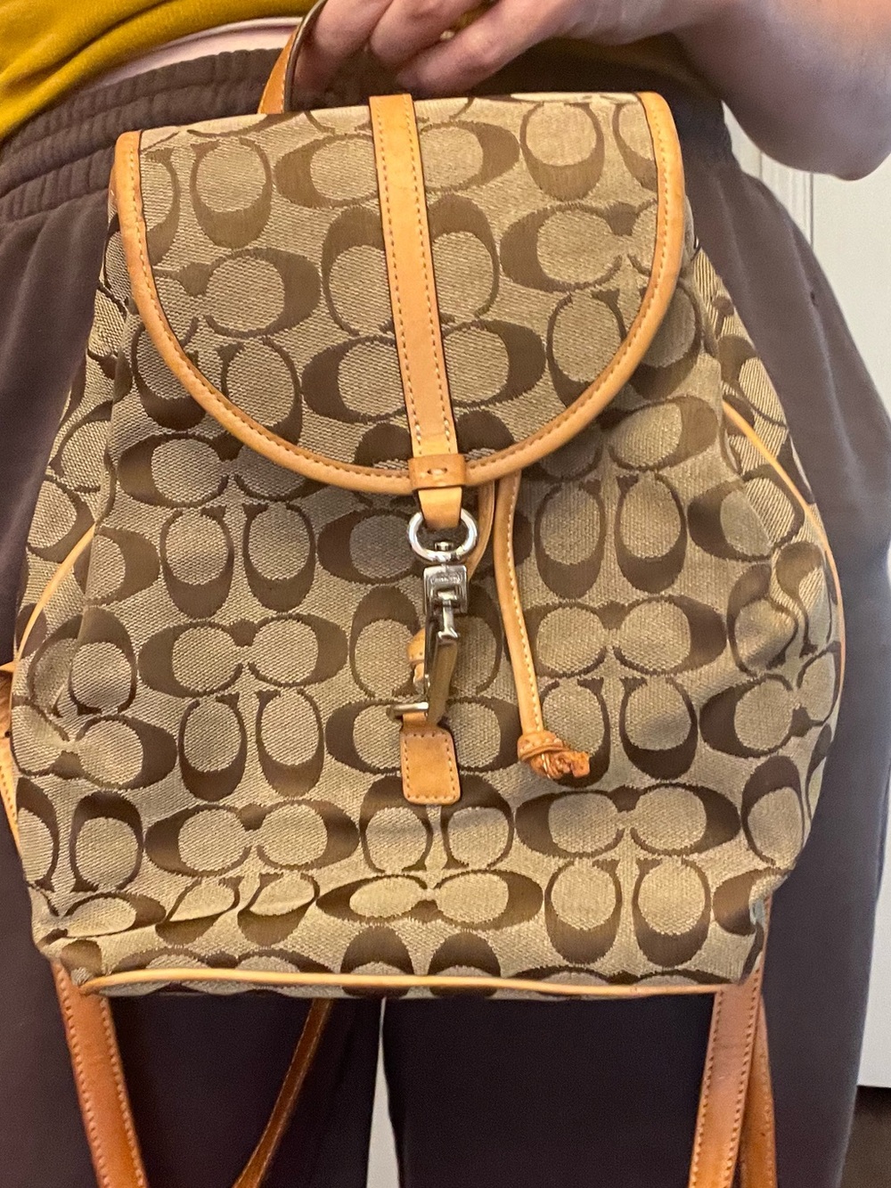Vintage Coach Y2K Signature Canvas Brown Mini Backpack